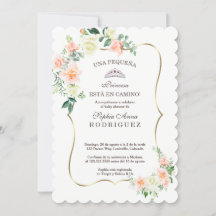 White Blush Flowers Invitación de Baby shower