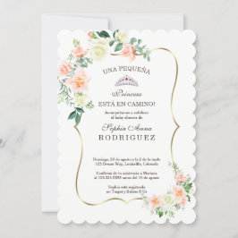 White Blush Flowers Invitación de Baby shower Kaart