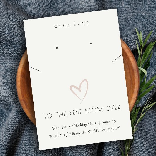 WHITE BLUSH HEART BEST MOM GIFT KETTING EARRING PLAATSKAARTJE