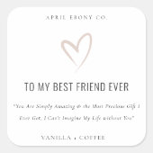 White Blush Love Heart Best Friend Gift Candle Vierkante Sticker (Voorkant)