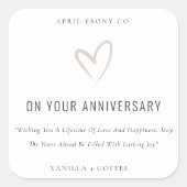 White Blush Love Heart Jubileum Gift Candle Vierkante Sticker (Voorkant)