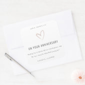 White Blush Love Heart Jubileum Gift Candle Vierkante Sticker (Envelop)