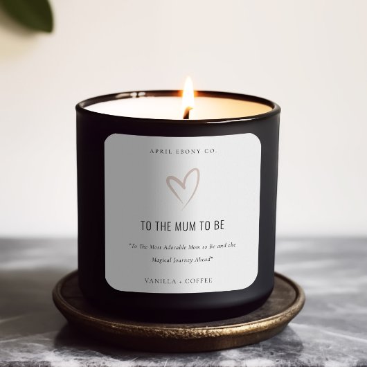 White Blush Love Heart Mum to be Gift Candle Vierkante Sticker