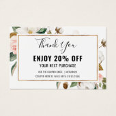 White Blush Magnolia Floral Discount Coupon Kaart (Voorkant)