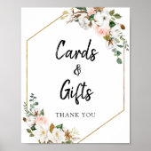 White Blush Magnolia Floral Kaarten and Gifts Sign Poster (Voorkant)