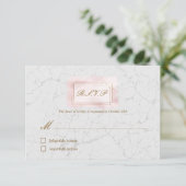 White & Blush Marble Gold Lijst Weddenschap RSVP-k RSVP Kaartje (Staand voorkant)