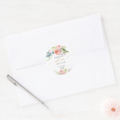 White Blush Pink Peonies Bridal Shower Invitation Ronde Sticker (Envelop)