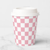 White Blush Pink Square Pattern Paper Cups Papieren Bekers (Achterkant)