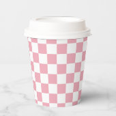 White Blush Pink Square Pattern Paper Cups Papieren Bekers (Voorkant)