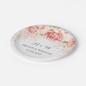 White Blush Pink Waterverf Floral Wedding Bord (Gekanteld)