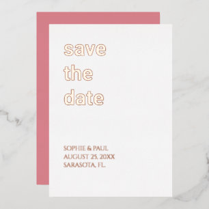 White Blush roze Save the Date Roos Gold Folie Uitnodiging