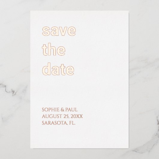 White Blush roze Save the Date Roos Gold Folie Uitnodiging (Voorkant)