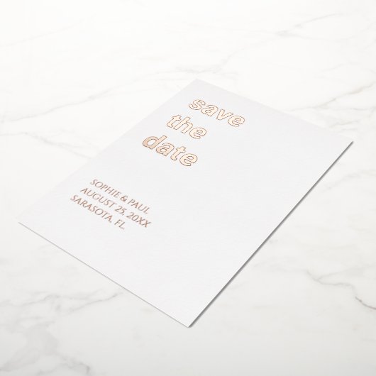 White Blush roze Save the Date Roos Gold Folie Uitnodiging (Gedraaid)