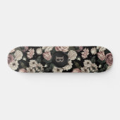 White Blush Rozen Black Monogram Persoonlijk Skateboard (Horizontaal)