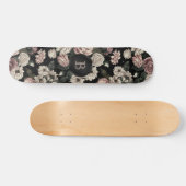 White Blush Rozen Black Monogram Persoonlijk Skateboard (Horizontaal)