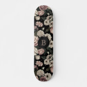 White Blush Rozen Black Monogram Persoonlijk Skateboard (Voorkant)