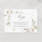 White Blush Sage Floral Wedding Website RSVP Informatiekaartje (Voorkant)