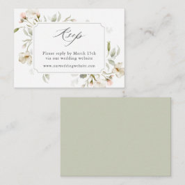 White Blush Sage Floral Wedding Website RSVP Informatiekaartje