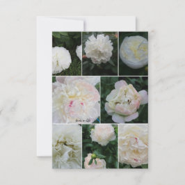 White Blushing Peony Collage Notitiekaartje