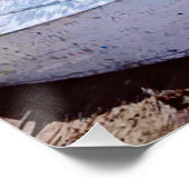 White Boat on Beach Golden Sands Blue Zee Foto Perfect Poster (Hoek)