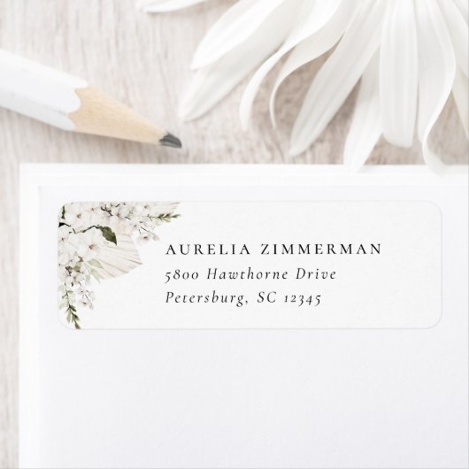White Bohemian Floral Address Etiket (Insitu)
