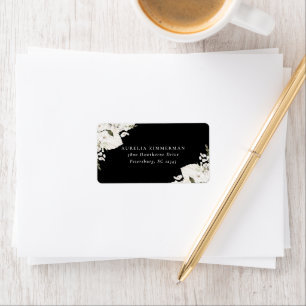 White Bohemian Floral Address Label