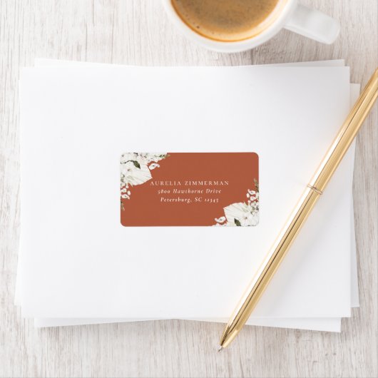 White Bohemian Floral Address Label (Insitu)