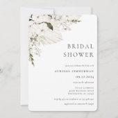 White Bohemian Floral Bridal Shower Kaart (Voorkant)