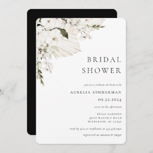 White Bohemian Floral Bridal Shower Kaart