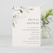 White Bohemian Floral Bridal Shower Kaart (Staand voorkant)