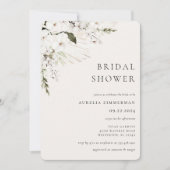 White Bohemian Floral Bridal Shower Kaart (Voorkant)