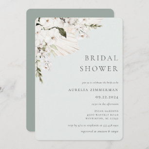 White Bohemian Floral Bridal Shower Kaart