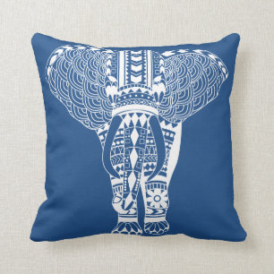 White Bohemian Tribal Elephant Kussen