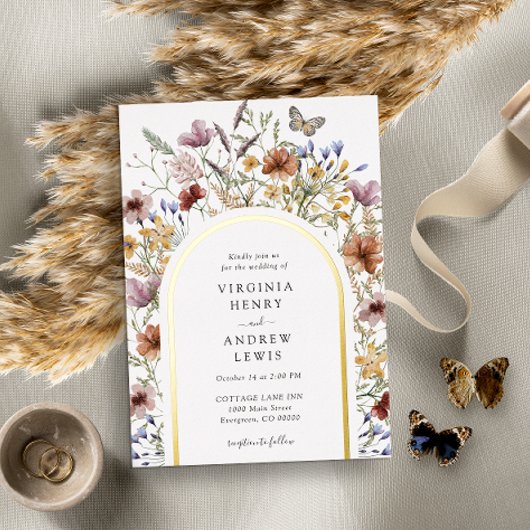 White Boho Arch Wedding Uitnodiging