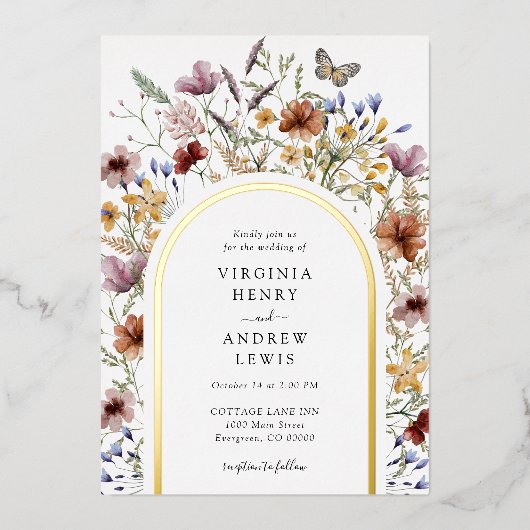 White Boho Arch Wedding Uitnodiging (Voorkant)
