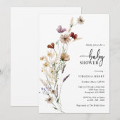 White Boho Baby shower Invitation Kaart (Voorkant / Achterkant)