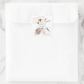 White Boho & Beige Floral Hartelijk dank Vierkante Sticker (Tas)
