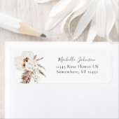 White Boho & Beige Floral Return Address Label (Insitu)