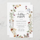 White Boho Birthday Party Invitation Kaart (Voorkant / Achterkant)