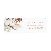 White Boho Bloemen Bruiloft Retouradres Etiket (Voorkant)