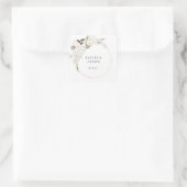 White Boho Floral Bedankt 2 Vierkante Sticker (Tas)