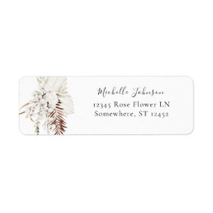 White Boho Floral Return Address Label 3