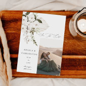 White Boho Floral Save the Date Photo