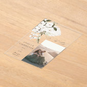 White Boho Floral Save the Date Photo Acryl Uitnodigingen (Laagn)