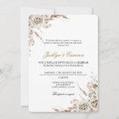 White Boho Floral Spanish Wedding Kaart (Voorkant)