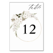 White Boho Floral Table Number Kaart (Voorkant)