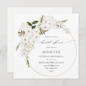 White Boho Floral Vrijgezellenfeest Square Kaart (Voorkant / Achterkant)