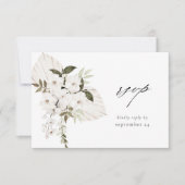 White Boho Floral w Meal RSVP Card (Voorkant)