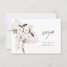 White Boho Floral w Meal RSVP Card