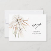 White Boho Floral w Meal RSVP Card 2 Kaartje (Voorkant)